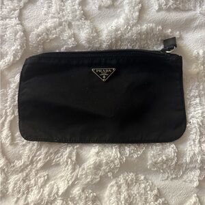 PRADA Original Vintage Nylon Pouch Black Authentic Flat Zipper Pull Tap 8”x 5”
